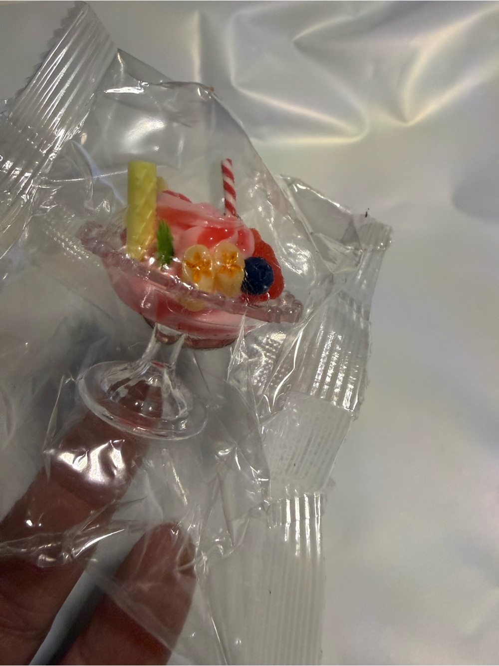 Mini ice cream cup key chain — Pink